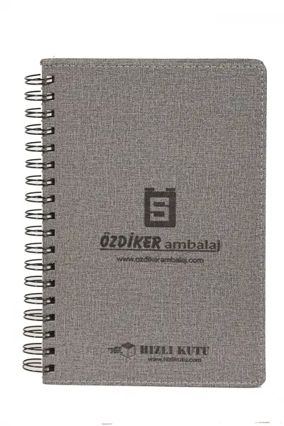 ÇİÇEKLİ GRİ SPİRALLİ TARİHSİZ DEFTER 